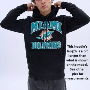 NFL Miami Dolphins Black Hoodie Football Fan Chenille Embroidery, Men's Size L